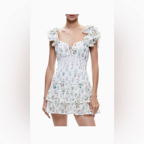 Alice + Olivia Dresses & Skirts - Alice + Olivia Floral Ruffle Mini Dress
